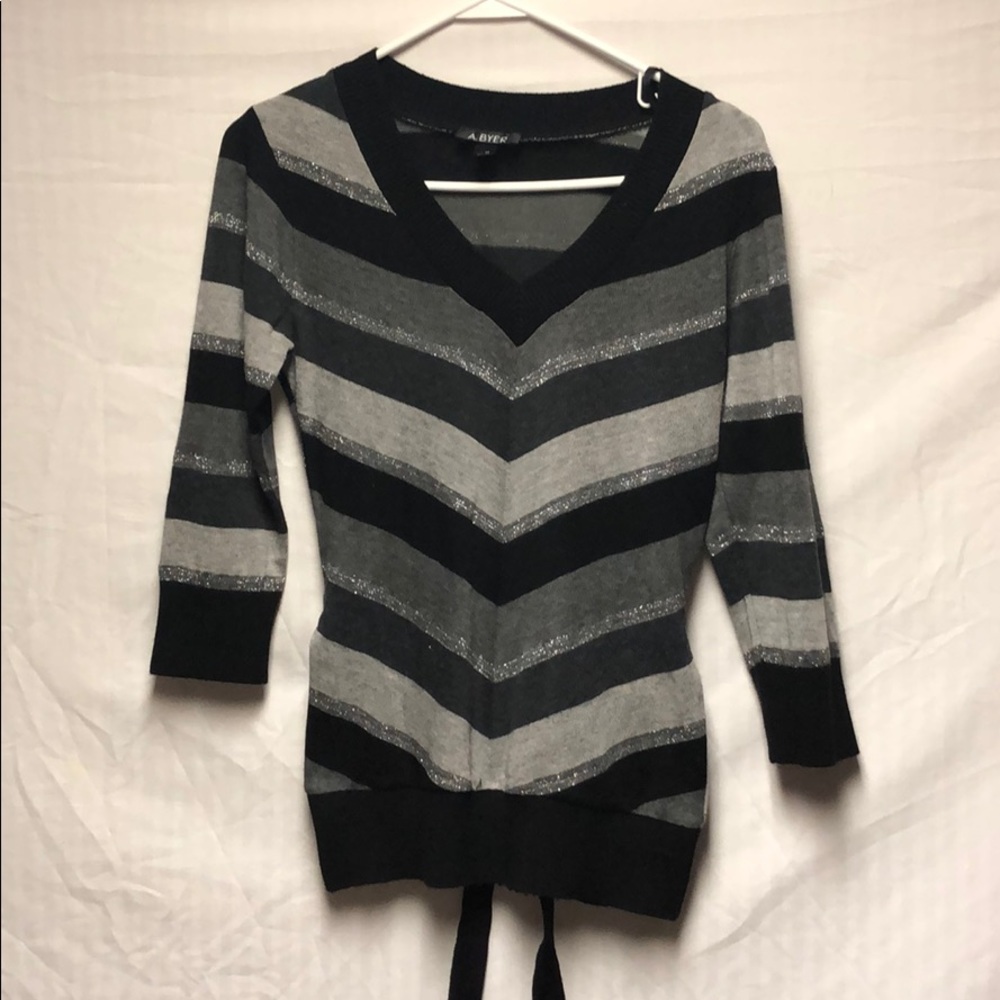 A. Byer Grey black and silver blouse